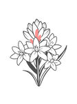 线描素描花卉矢量插画