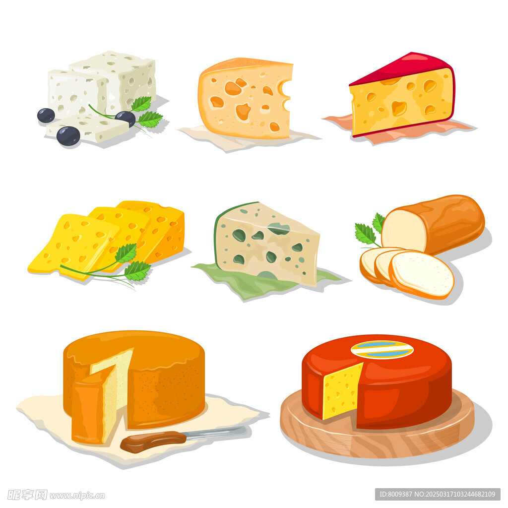 奶酪与蛋糕卡通插画
