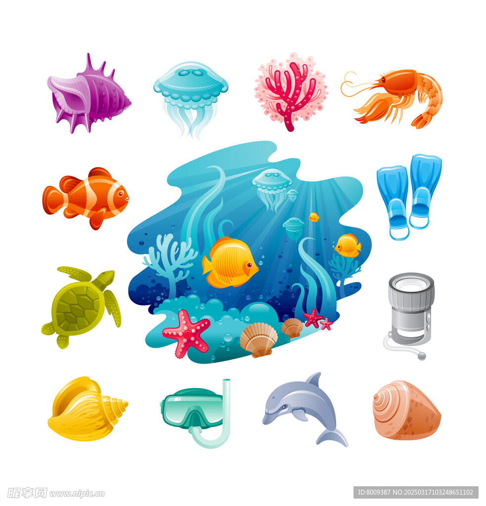 海底世界卡通插画
