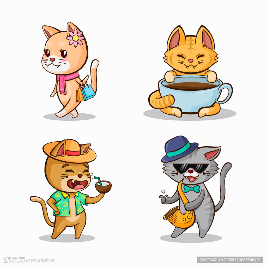 卡通猫咪矢量插画