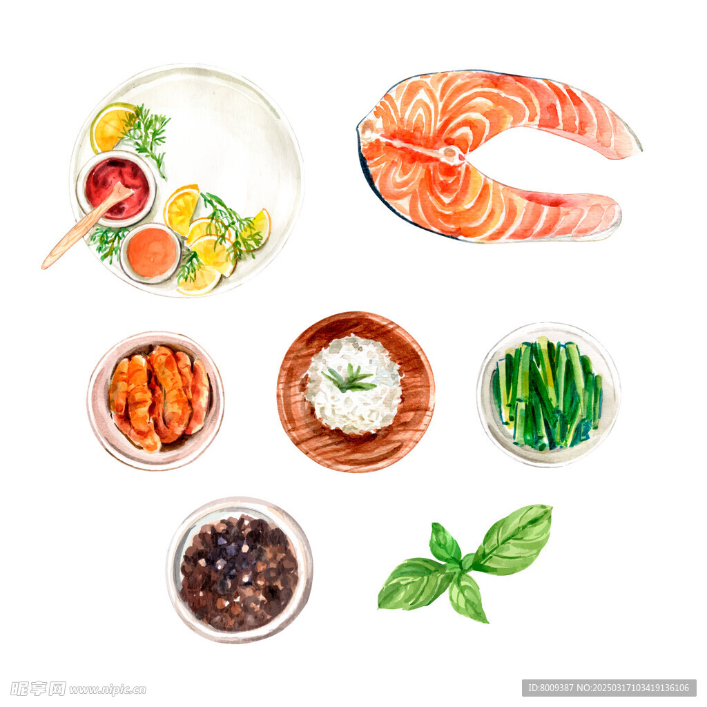 美味海鲜美食插画