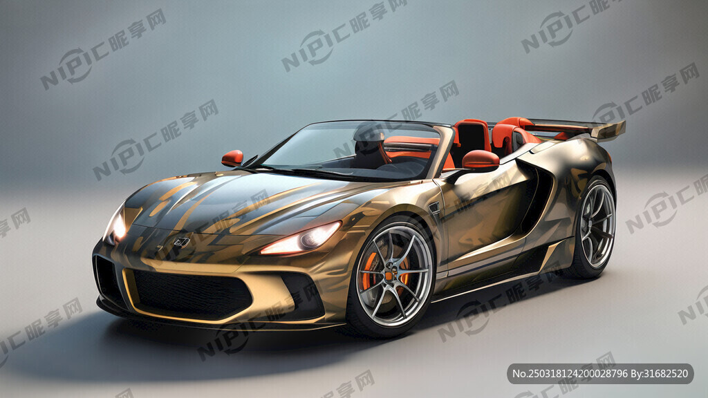 敞篷跑车 完整侧面 迷彩服配色