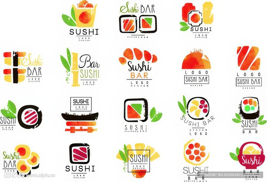 日本料理寿司标签元素