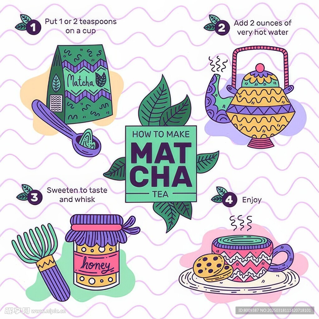 卡通手绘抹茶矢量插画元素