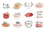 水彩花卉LOGO标签元素