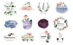 水彩花卉LOGO标签元素