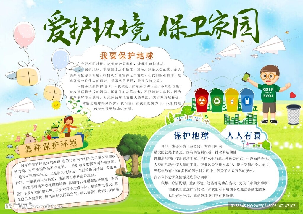 爱护环境 保卫家园 手抄报