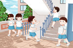 学校楼道里的学生