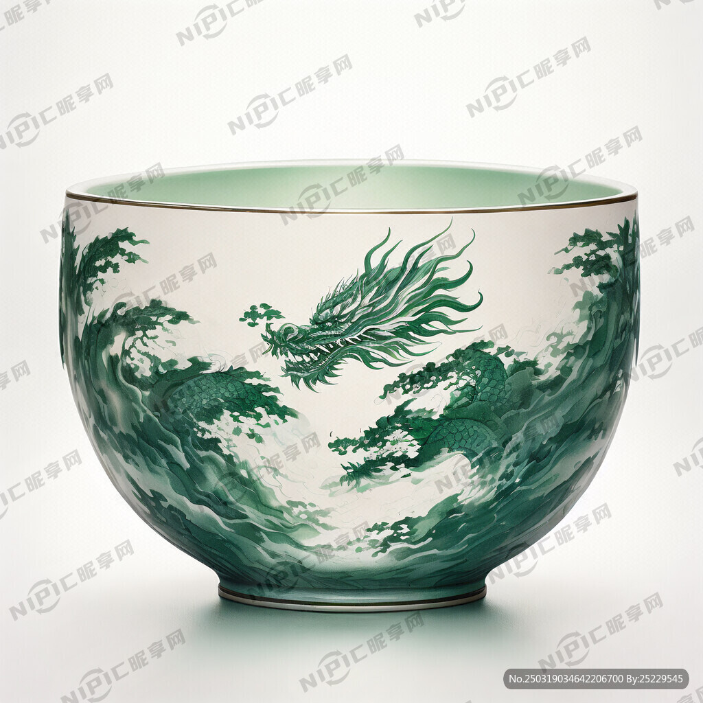 绿色龙纹碗