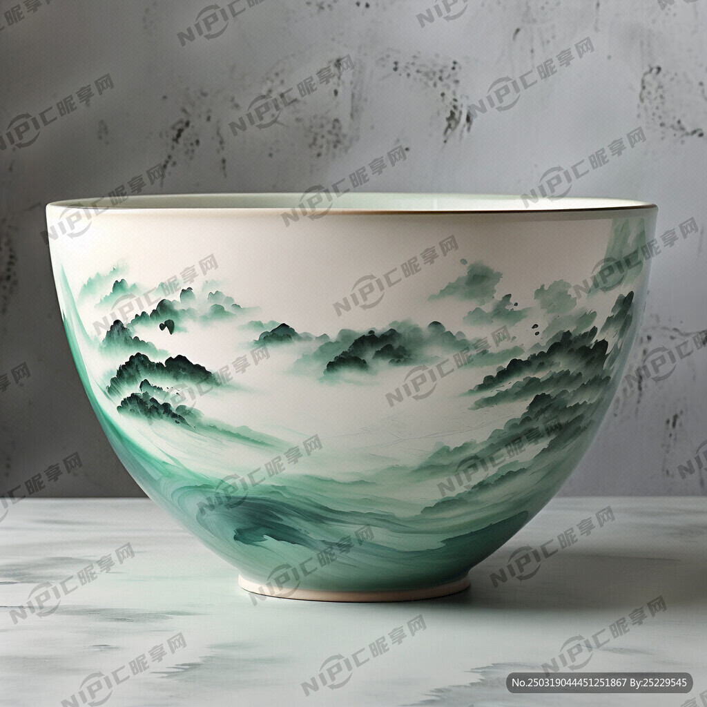 绿色的碗 碗口及内里面是白色