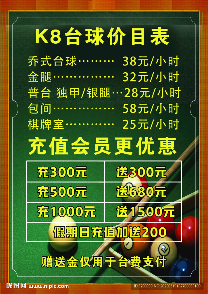 价目表