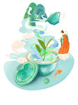 国潮茶元素插图