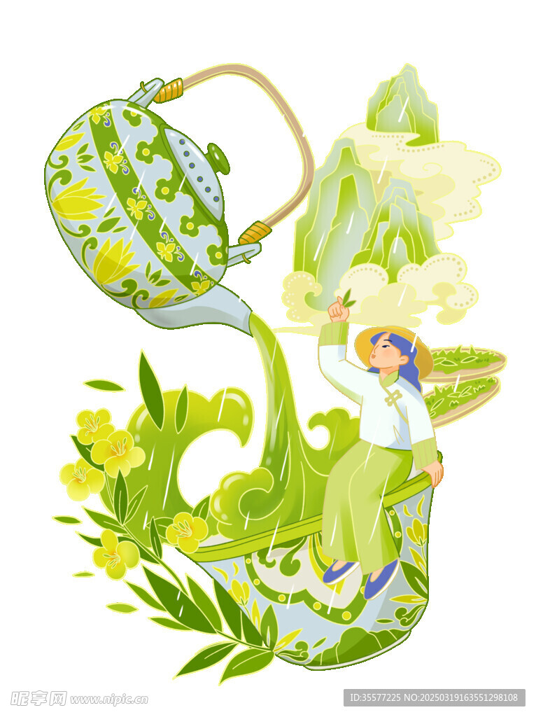 国潮茶元素插图