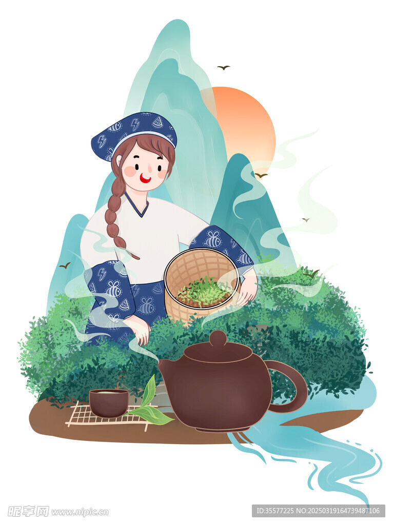国潮茶元素插图