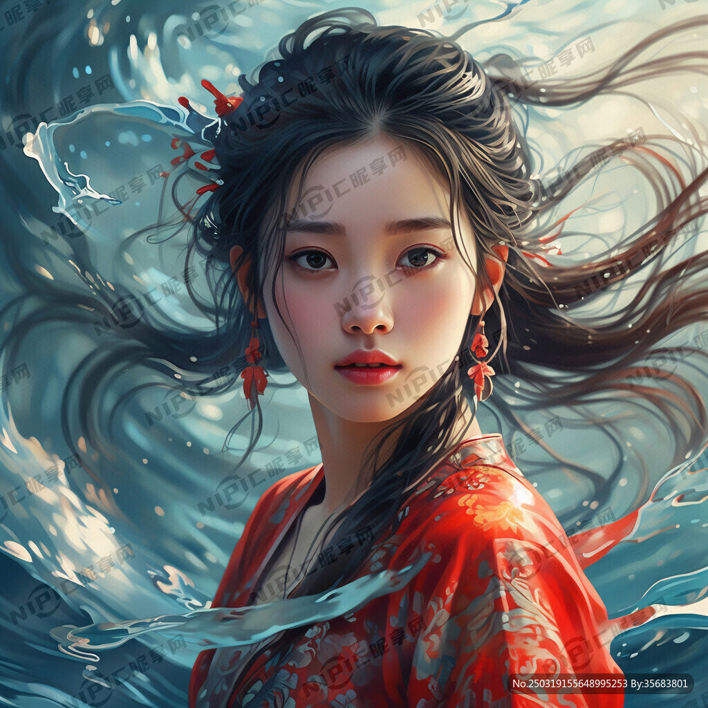 头像 女人 水波纹