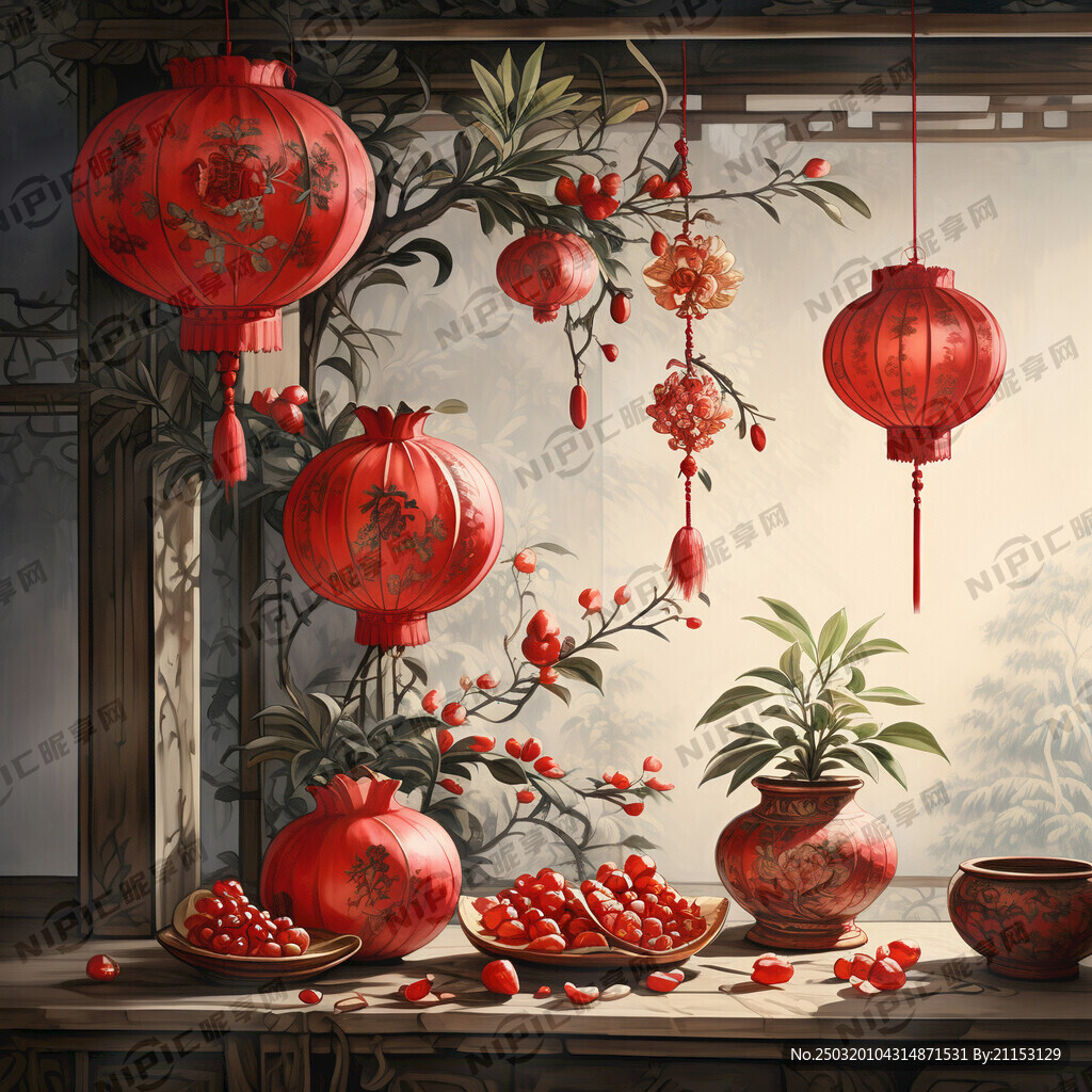 石榴盆栽 过年气息 越南风