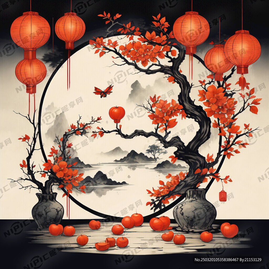 柿盆栽 过年气息 越南风 元宝