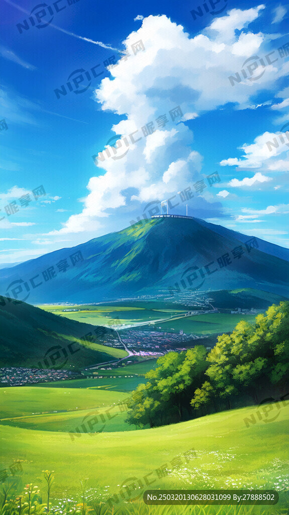 白云 蓝天 草地