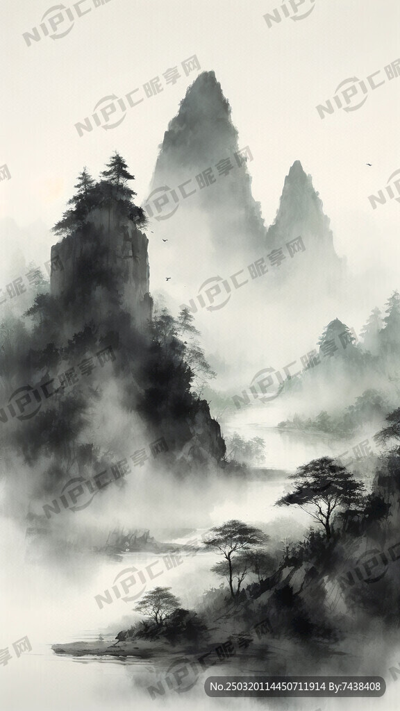 清新  浅绿 水墨