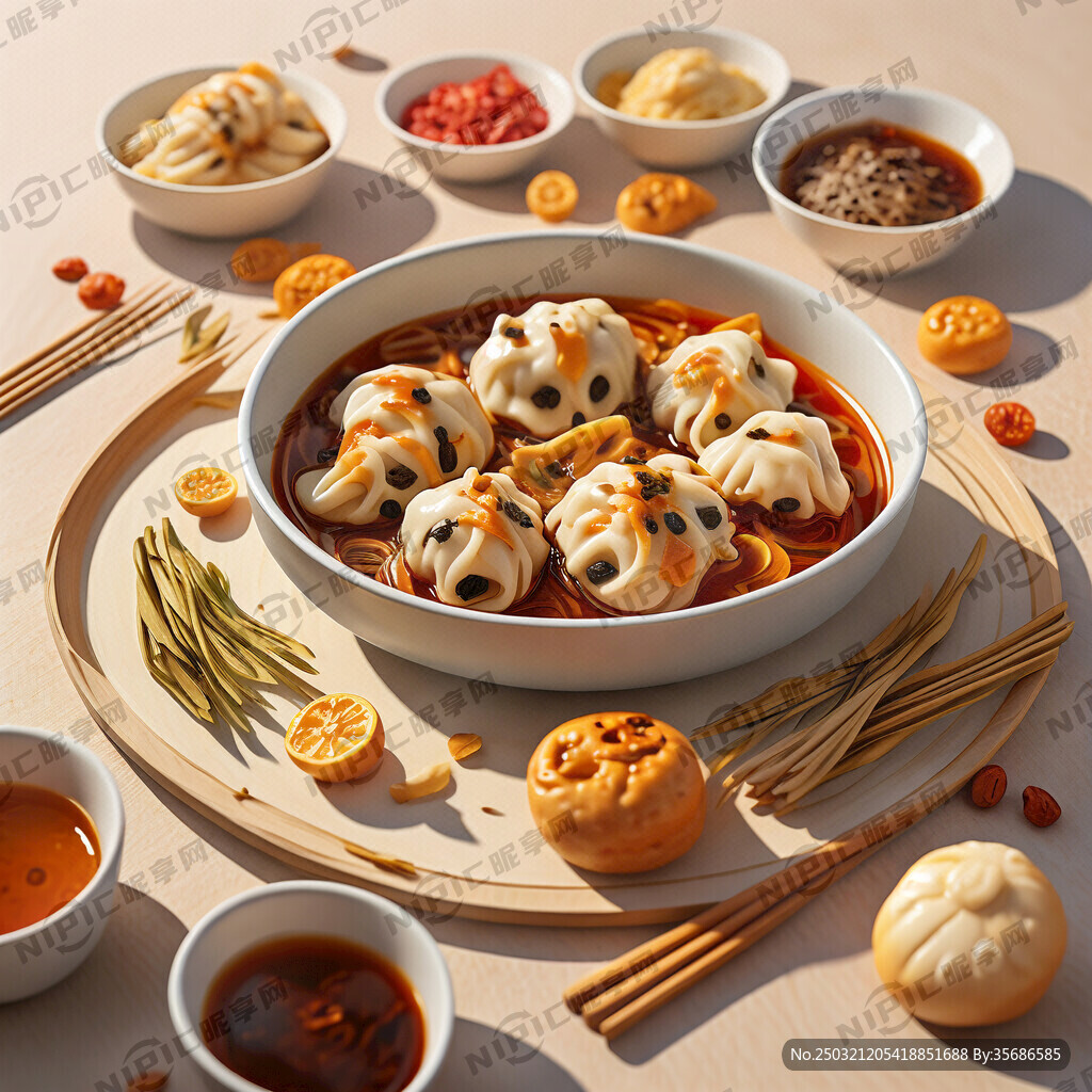 美食卡通图案 米线线条流畅