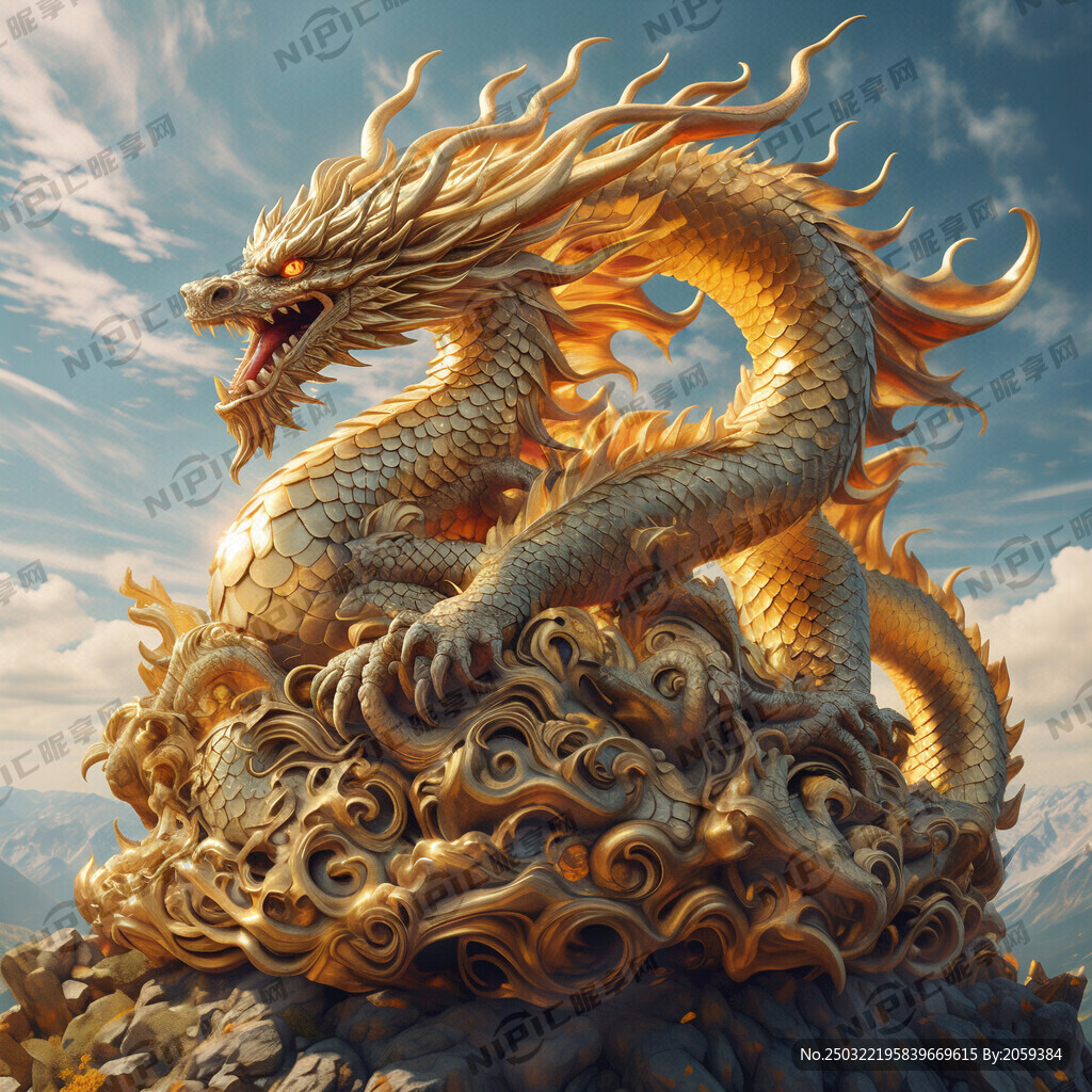 一条盘在山上金色的龙