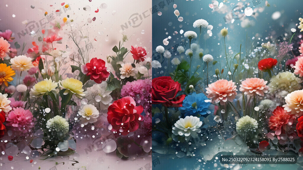 背景透明 四个角落插满鲜花