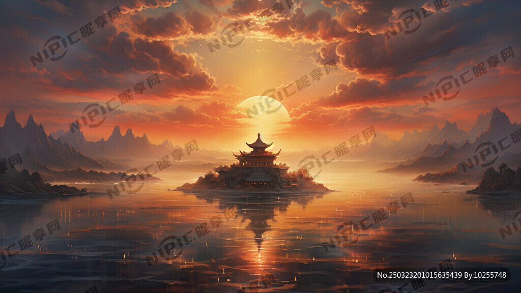 海上日出 霞光万道