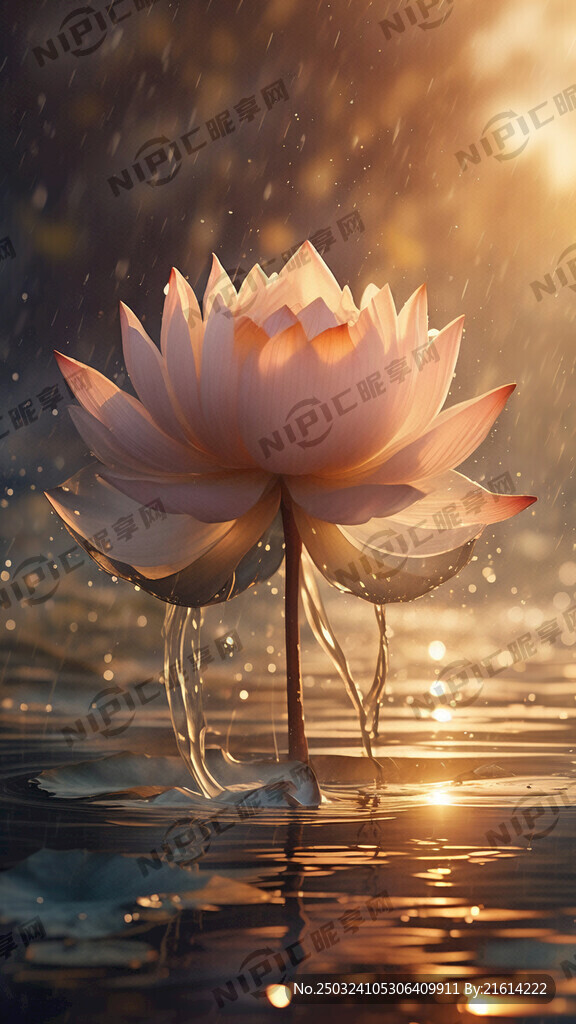 水面上的一朵半透明的莲花 梦幻