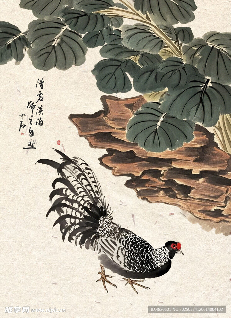 水墨野山鸡背景