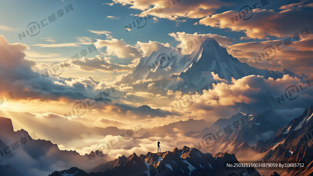 高清摄影 高峰入云  充满希望