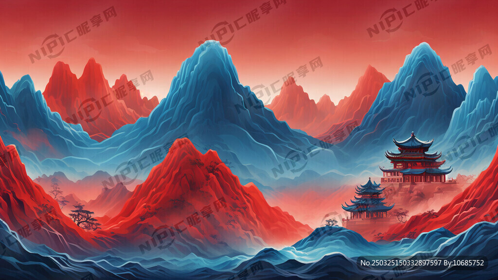 红蓝渐变 立体 炫酷