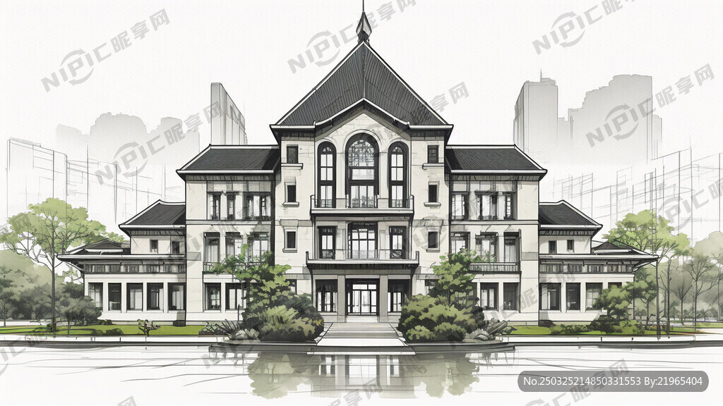 苏州科技大学石湖校区逸夫楼线稿