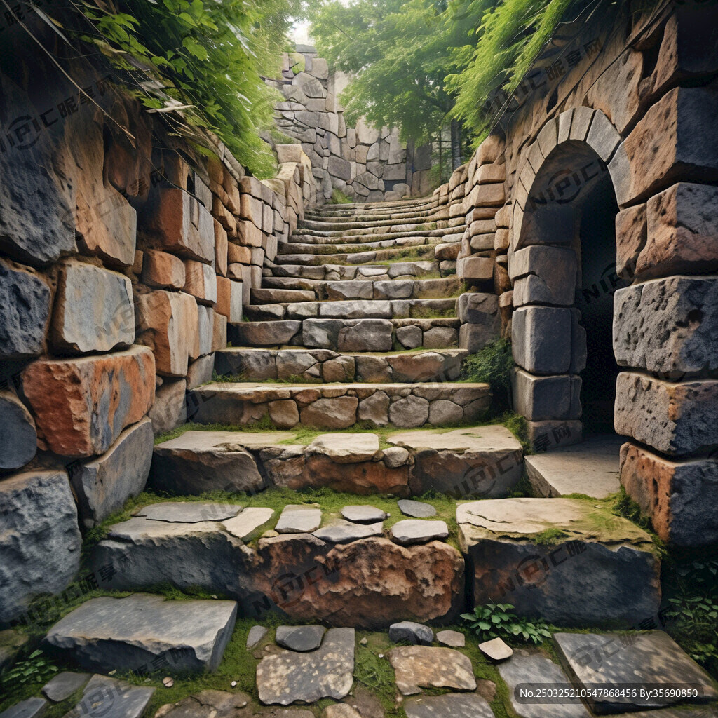 老旧石阶 边缘磨损