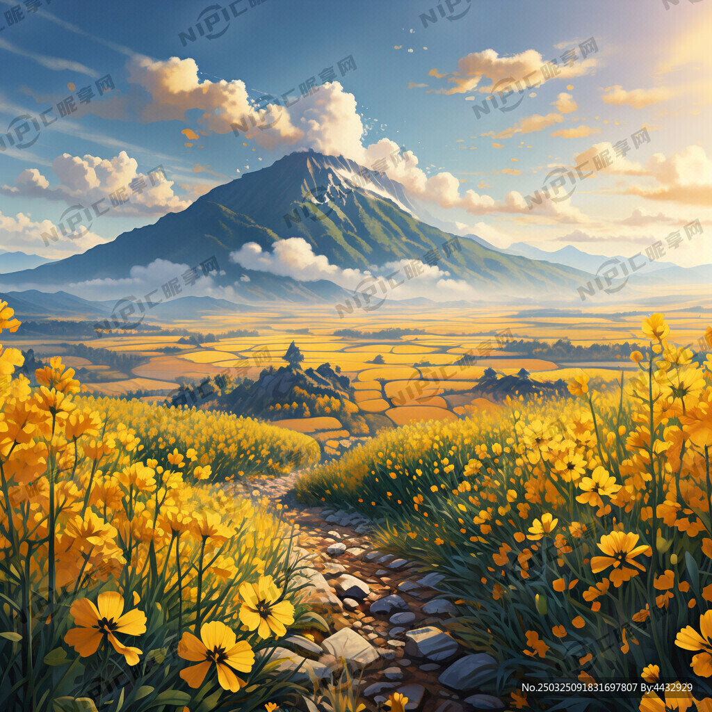 油菜花 远处的山 扫墓 烟炊