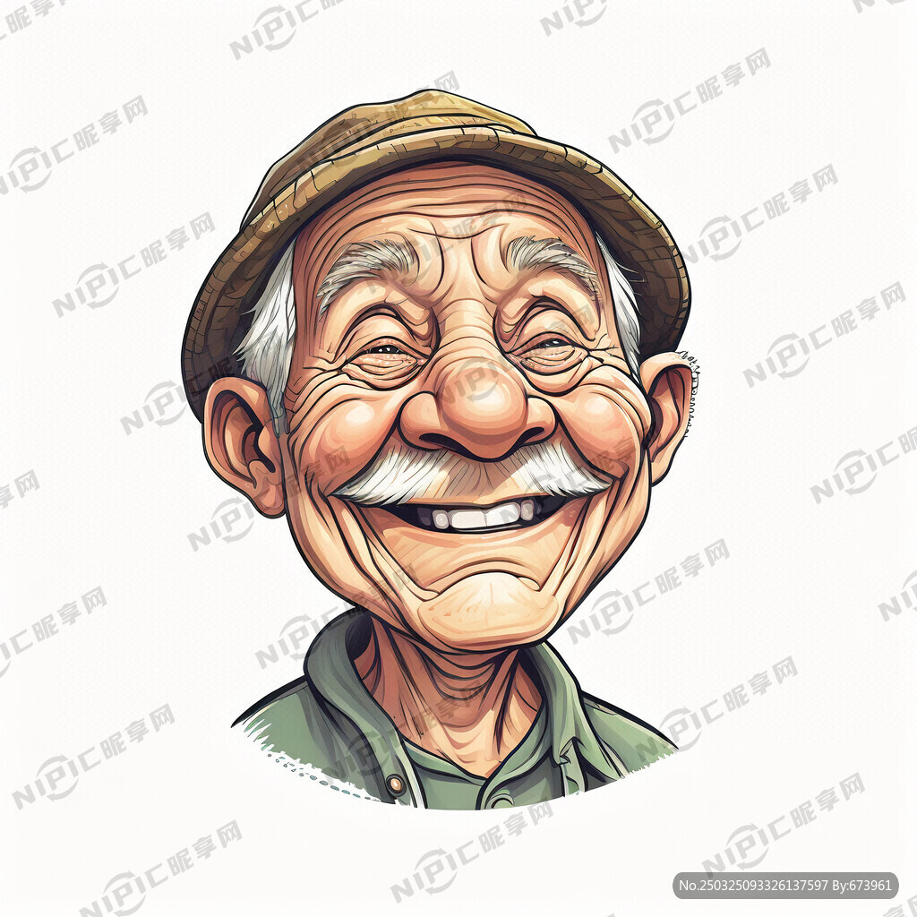 老农笑脸 卡通插画