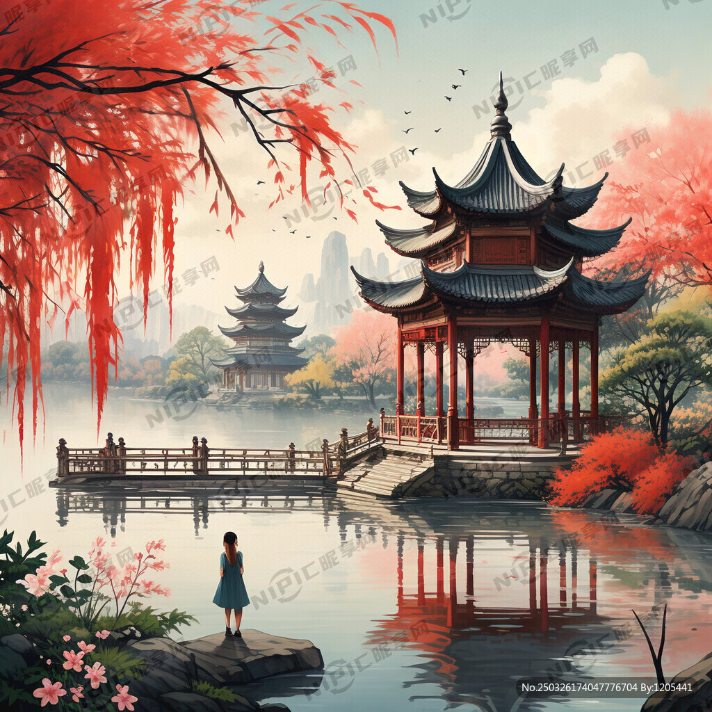 做一张适合挂墙上的风景画 高塔