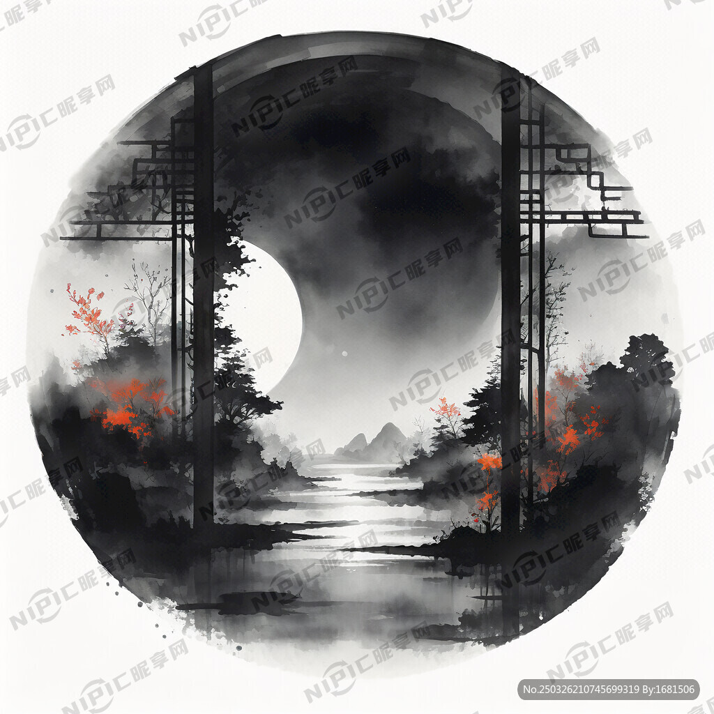 水墨夜窗  萤火微光