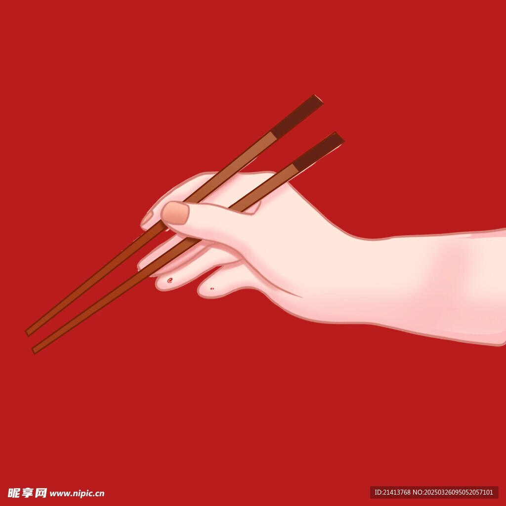 手拿筷子