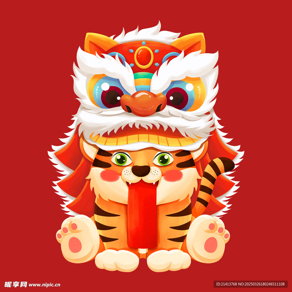 手绘舞狮子