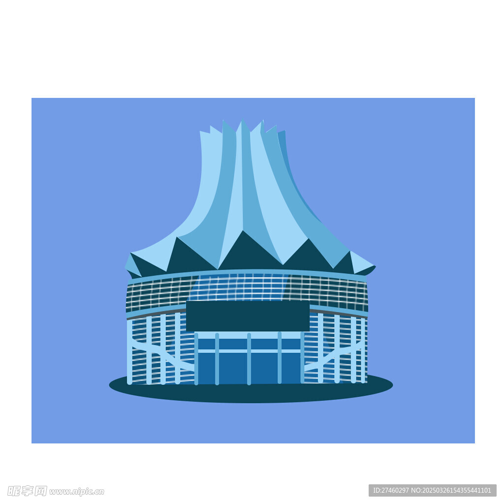 南宁会展中心手绘插画建筑