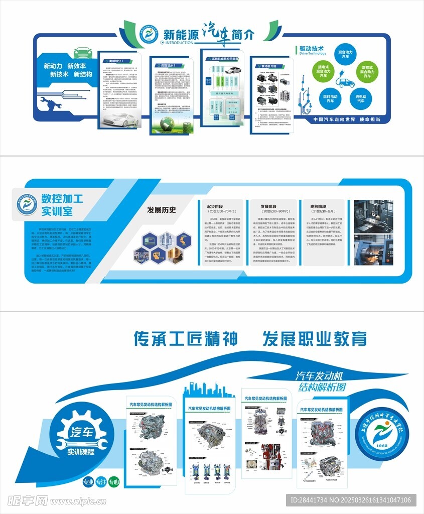  蓝色新能源汽车文化墙图片