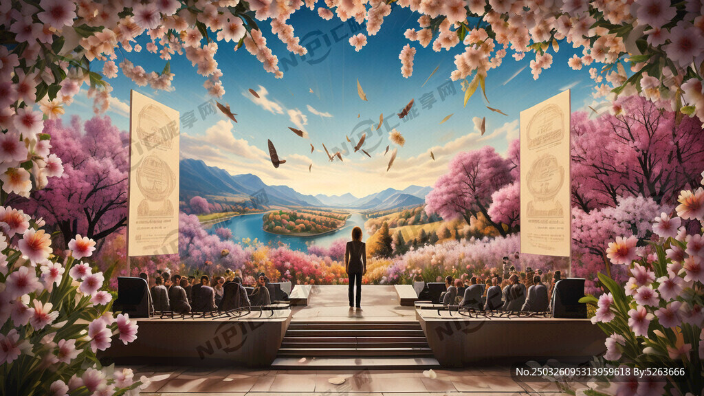 春暖花开为背景