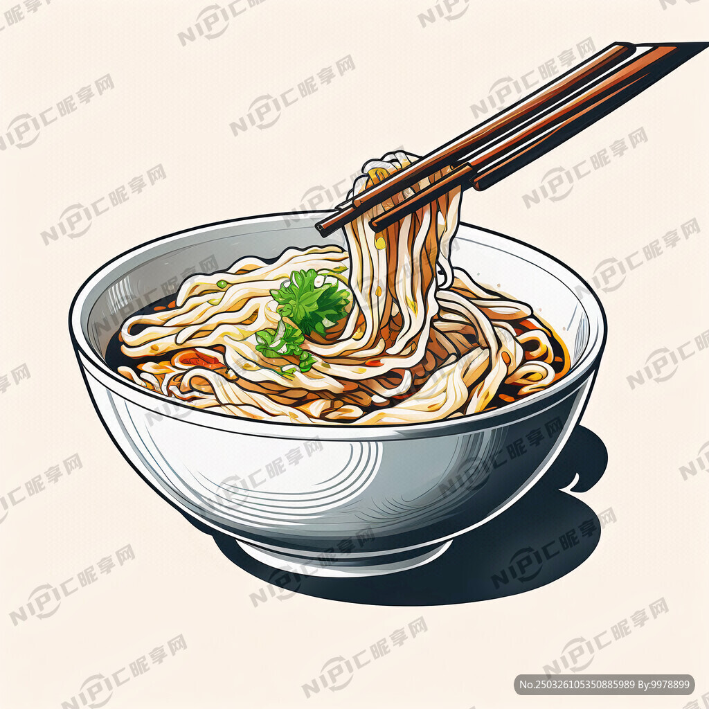 面碗 面条 筷 矢量