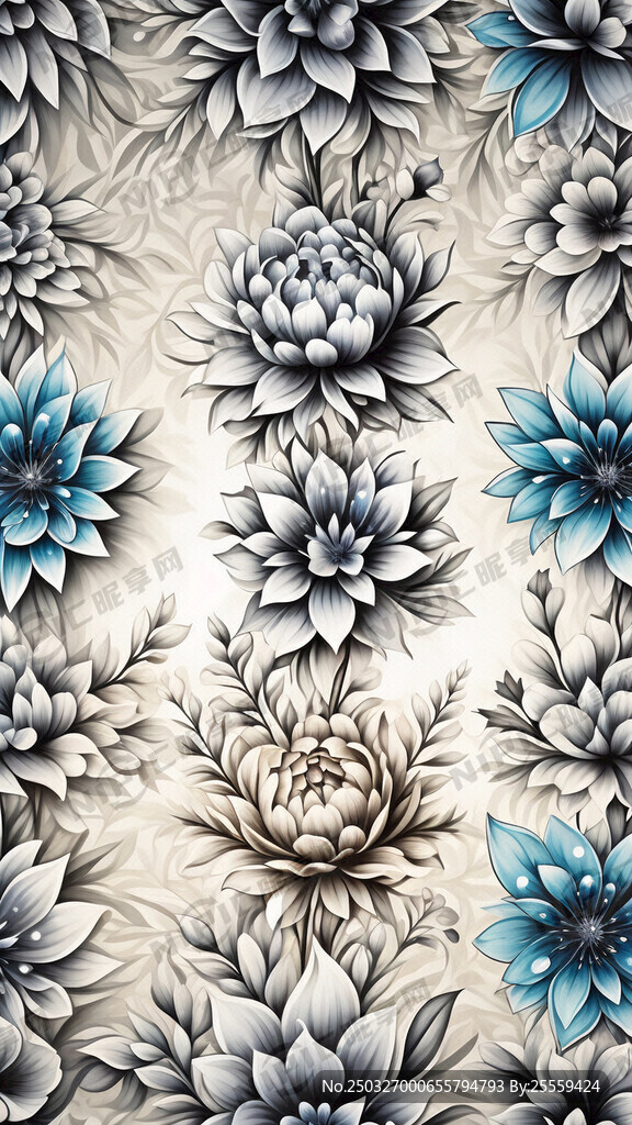 白底花草简笔画背景底纹