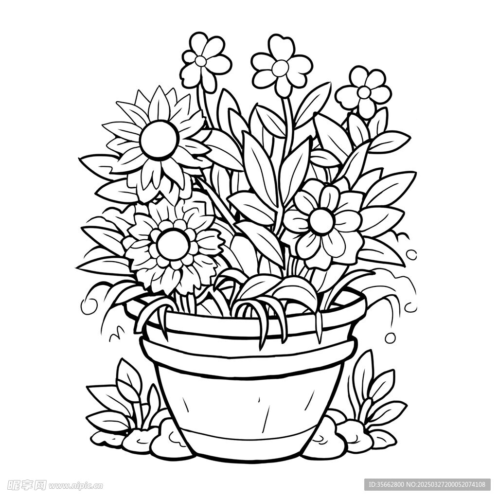 花束花盆可修改可图色PSD分层