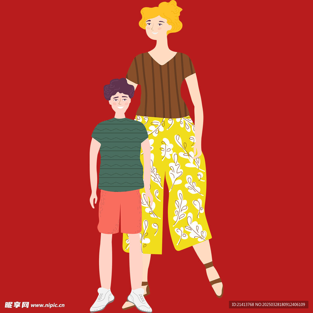 手绘亲子人物