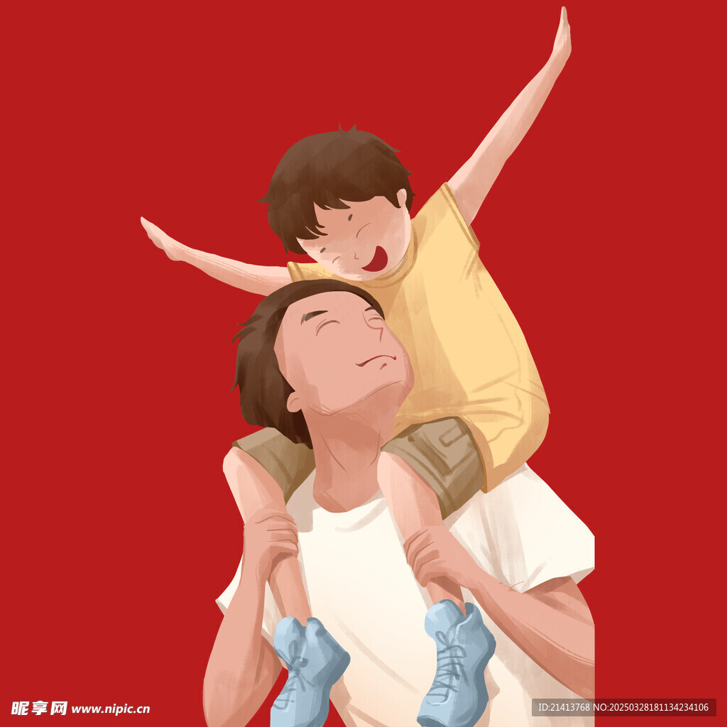 手绘亲子人物