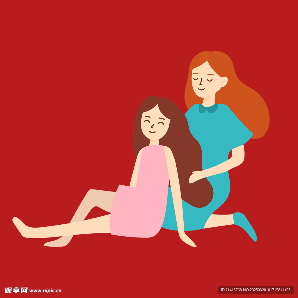 手绘亲子人物