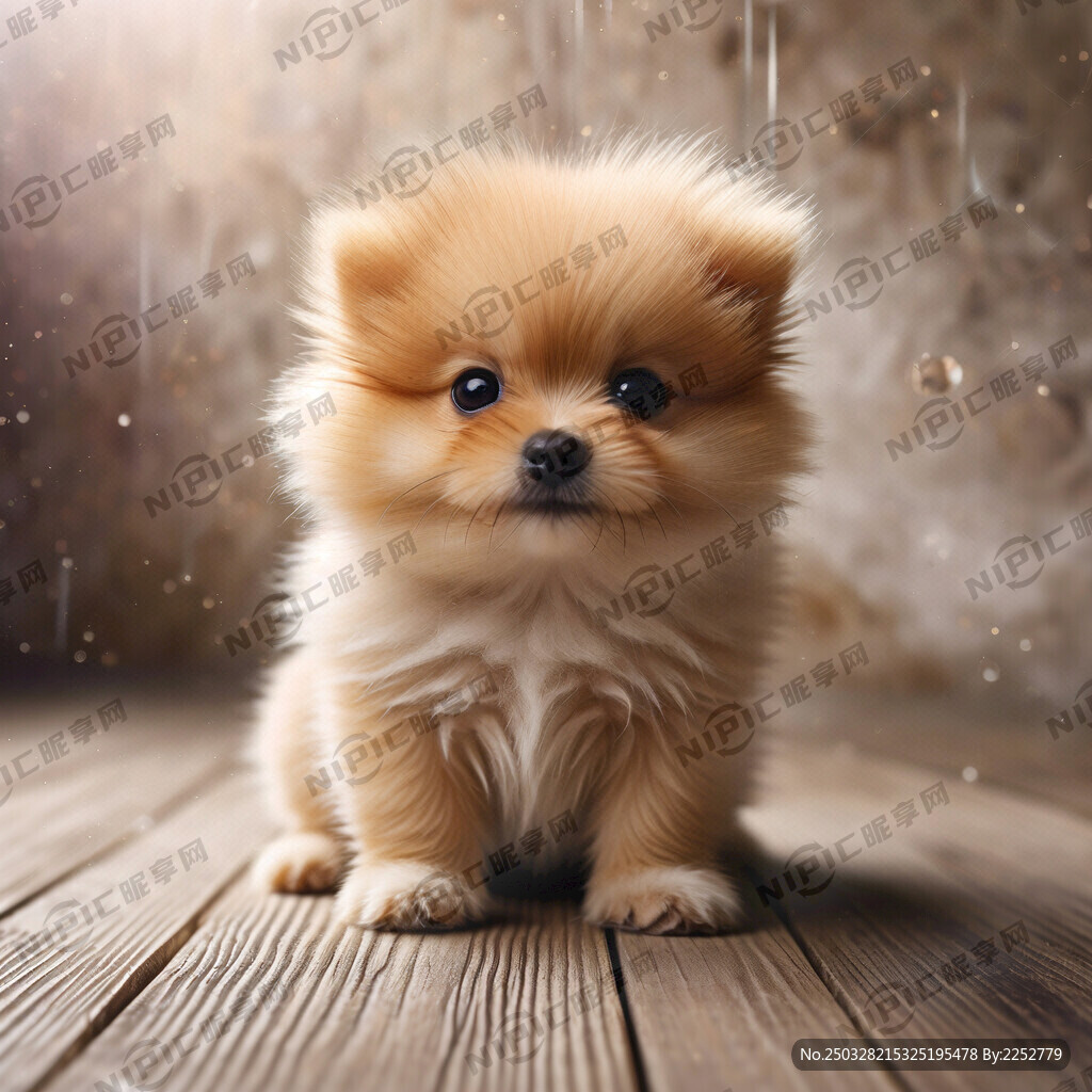一只漂亮的博美小奶犬