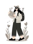 探险旅游人物扁平插画